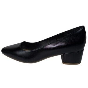 Liz Claiborne LC Faris Womens 8 Wide Black Pumps Shoes Low Block Heel Office New